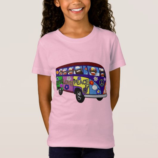 Sock Monkey Peace Bus  T-Shirt (Vorderseite)
