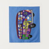 Sock Monkey Peace Bus  Wandteppich (Vorderseite)