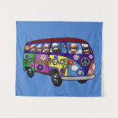 Sock Monkey Peace Bus Wandteppich (Vorderseite (Horizontal))