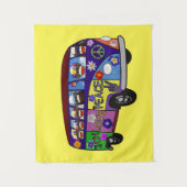 Sock Monkey Peace Bus  Wandteppich (Vorderseite)