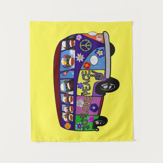Sock Monkey Peace Bus  Wandteppich (Vorderseite)