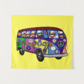 Sock Monkey Peace Bus  Wandteppich (Vorderseite (Horizontal))