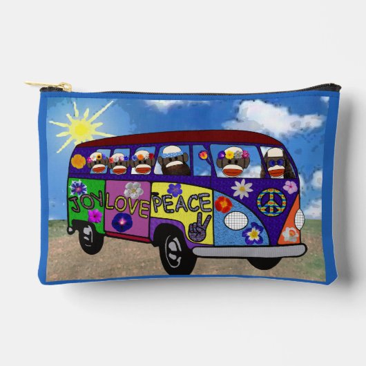 Sock Monkey Peace Bus Zubehörtasche (Vorderseite)