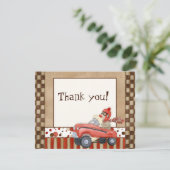 Sock Monkey Pedal Car, vielen Dank für Ihre Karte (Stehend Vorderseite)