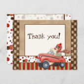 Sock Monkey Pedal Car, vielen Dank für Ihre Karte (Vorne/Hinten)
