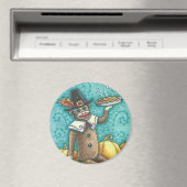 SOCK MONKEY PILGRIM ERNTEDANK DAY MAGNET Round (In Situ (Geschirrspüler))