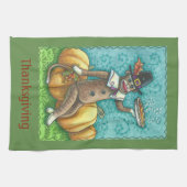 SOCK MONKEY PILGRIM, ERNTEDANK KÜCHE TOWEL GESCHIRRTUCH (Horizontal)