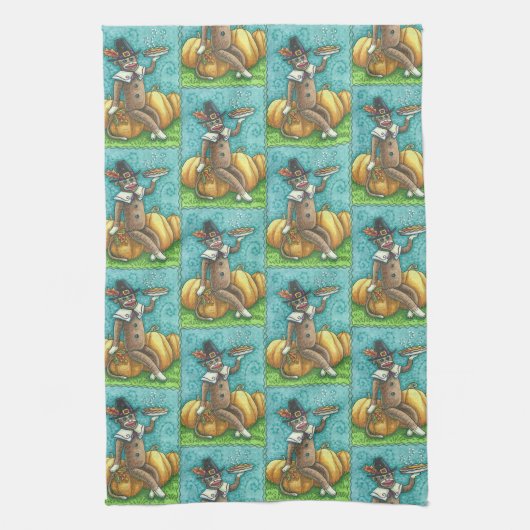 SOCK MONKEY PILGRIM, ERNTEDANK KÜCHE TOWEL GESCHIRRTUCH (Vertikal)