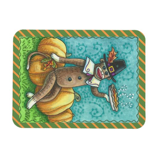SOCK MONKEY PILGRIM, ERNTEDANK MAGNET Ferien (Horizontal)