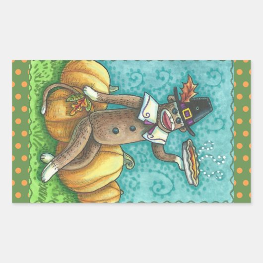 SOCK MONKEY PILGRIM ERNTEDANK STICKER SHEET Rec (Vorderseite)