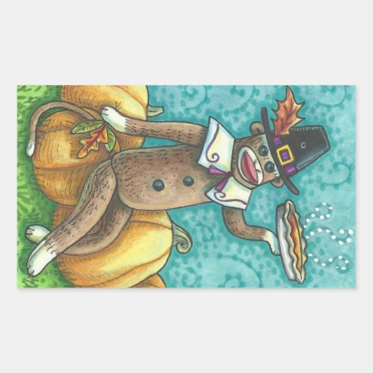 SOCK MONKEY PILGRIM ERNTEDANK STICKER SHEET Rec (Vorderseite)