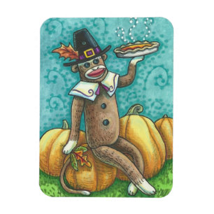 SOCK MONKEY PILGRIM & PIE, ERNTEDANK MAGNET