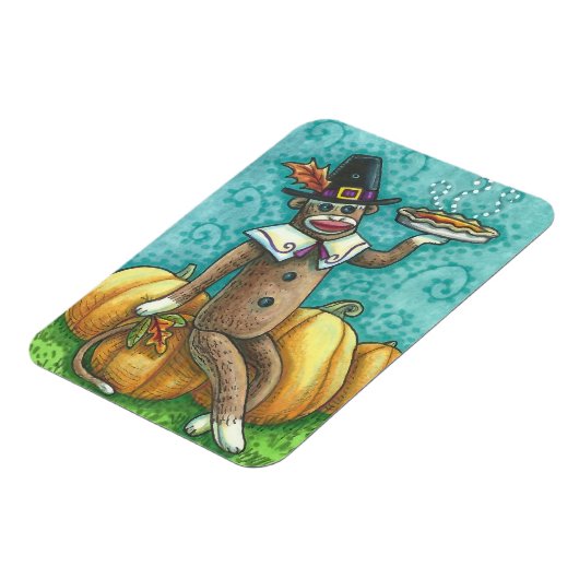 SOCK MONKEY PILGRIM & PIE, ERNTEDANK MAGNET (Linke Seite)