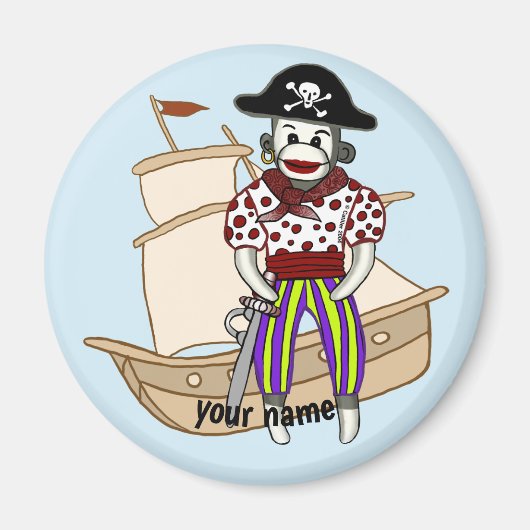 Sock Monkey Pirat Magnet (Vorne)