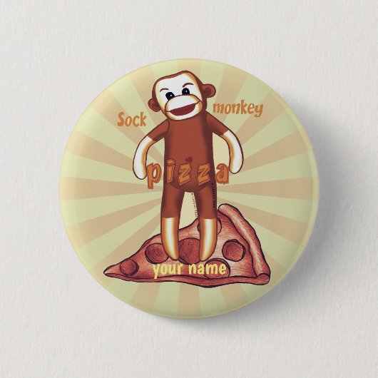 Sock Monkey Pizza Button (Vorderseite)