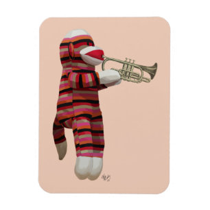 Sock Monkey Playing Trumpet 2 Magnet