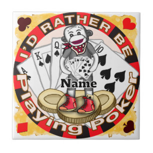 Sock Monkey Poker Fliese