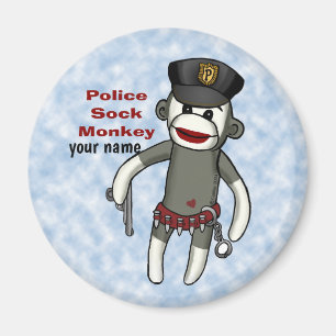 Sock Monkey Polizei Magnet