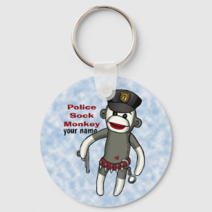Sock Monkey Polizei Schlüsselanhänger
