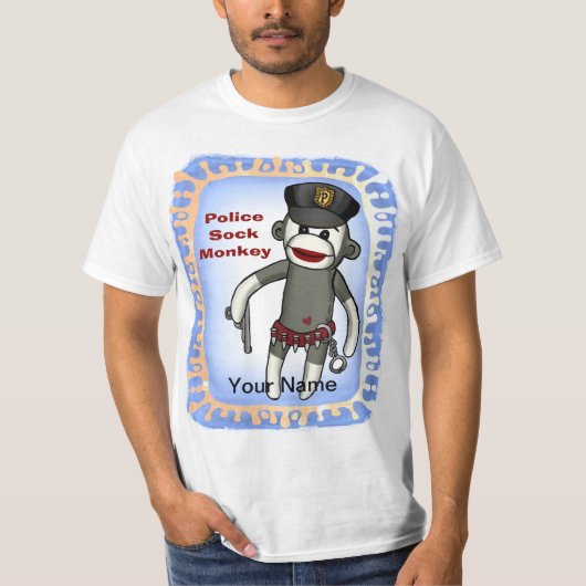 Sock Monkey Polizei T-Shirt (Vorderseite)