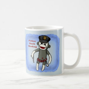 Sock Monkey Polizei Tasse