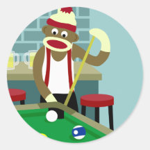 Sock Monkey Pool Billiard Player