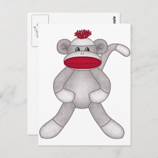 Sock Monkey Postkarte (Vorne/Hinten)