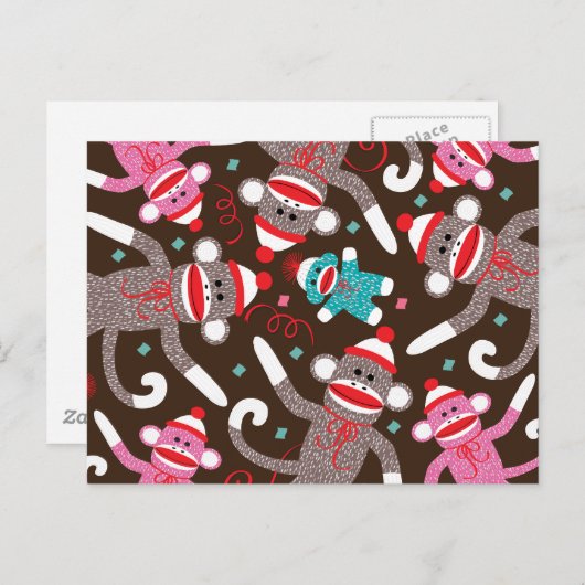 Sock Monkey Postkarte (Vorne/Hinten)