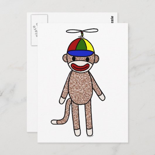 Sock Monkey Propeller Hat Postkarte (Vorne/Hinten)