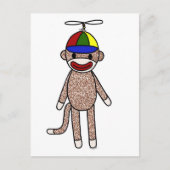 Sock Monkey Propeller Hat Postkarte (Vorderseite)