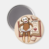 Sock Monkey Reading Magnet (Vorderseite/Rückseite)