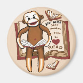 Sock Monkey Reading Magnet (Vorne)