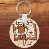 Sock Monkey Reading Schlüsselanhänger (Vorderseite)