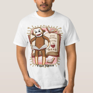 Sock Monkey Reading T - Shirt