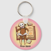 Sock Monkey Reads Schlüsselanhänger (Vorderseite)