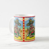 SOCK MONKEY RED BIKINI, AM STRAND CARTOON Funny Kaffeetasse (Vorderseite Links)