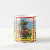 SOCK MONKEY RED BIKINI, AM STRAND CARTOON Funny Kaffeetasse (Mittel)