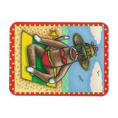 SOCK MONKEY RED BIKINI, AM STRAND CARTOON Funny Magnet (Horizontal)