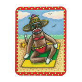 SOCK MONKEY RED BIKINI, AM STRAND CARTOON Funny Magnet (Vertikal)