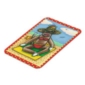SOCK MONKEY RED BIKINI, AM STRAND CARTOON Funny Magnet (Linke Seite)