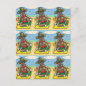 SOCK MONKEY RED BIKINI, AM STRAND CARTOON Funny Postkarte (Vorderseite)