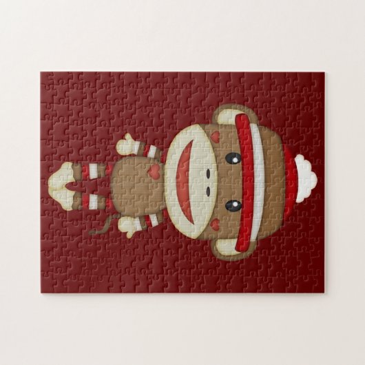 Sock Monkey Retro Family Fun Game Puzzle (Horizontal)