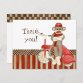 Sock Monkey Retro Tricycle, vielen Dank für Ihre A Mitteilungskarte (Vorne/Hinten)
