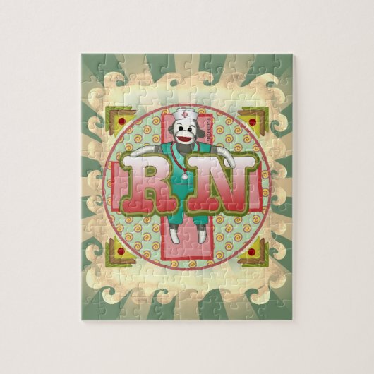 Sock Monkey RN Nurse Puzzle (Vertikal)