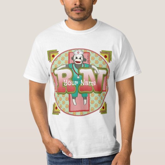 Sock Monkey RN Nurse T-Shirt (Vorderseite)