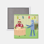Sock Monkey Robot Waiter Magnet (Vorderseite/Rückseite)