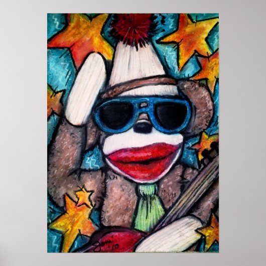 Sock Monkey Rock Star Poster (Vorne)