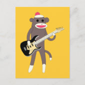 Sock Monkey Rocks mit elektrischer Gitarre Postkarte (Vorderseite)