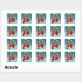 Sock Monkey Roller Quadratischer Aufkleber (Blatt)