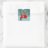 Sock Monkey Roller Quadratischer Aufkleber (Tasche)